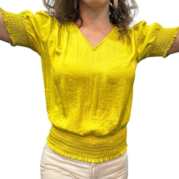 Petite Small Canary Yellow Philosophy Blouse - Picture 2 of 15